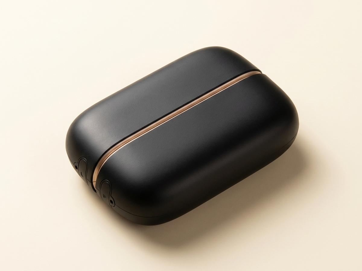 Thaw magnetic rechargeable hand warmer in matte black with rose-gold seam